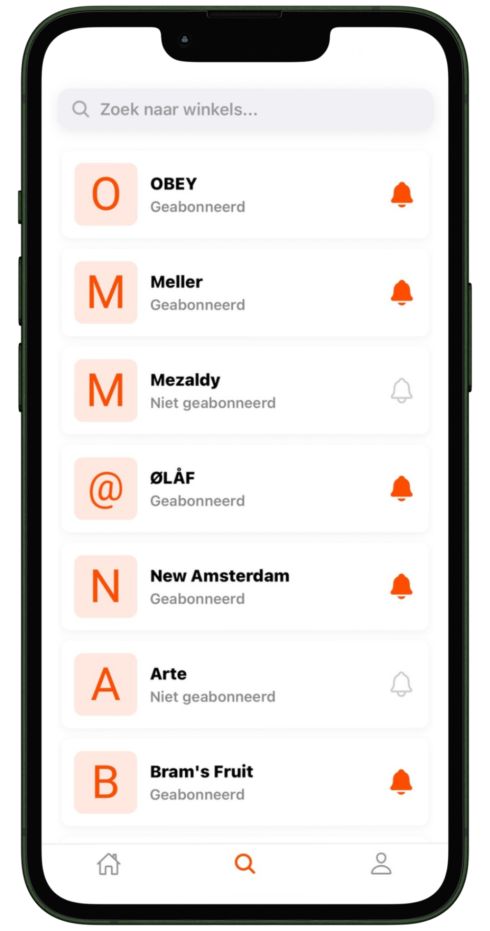 Zoekfunctie in de app