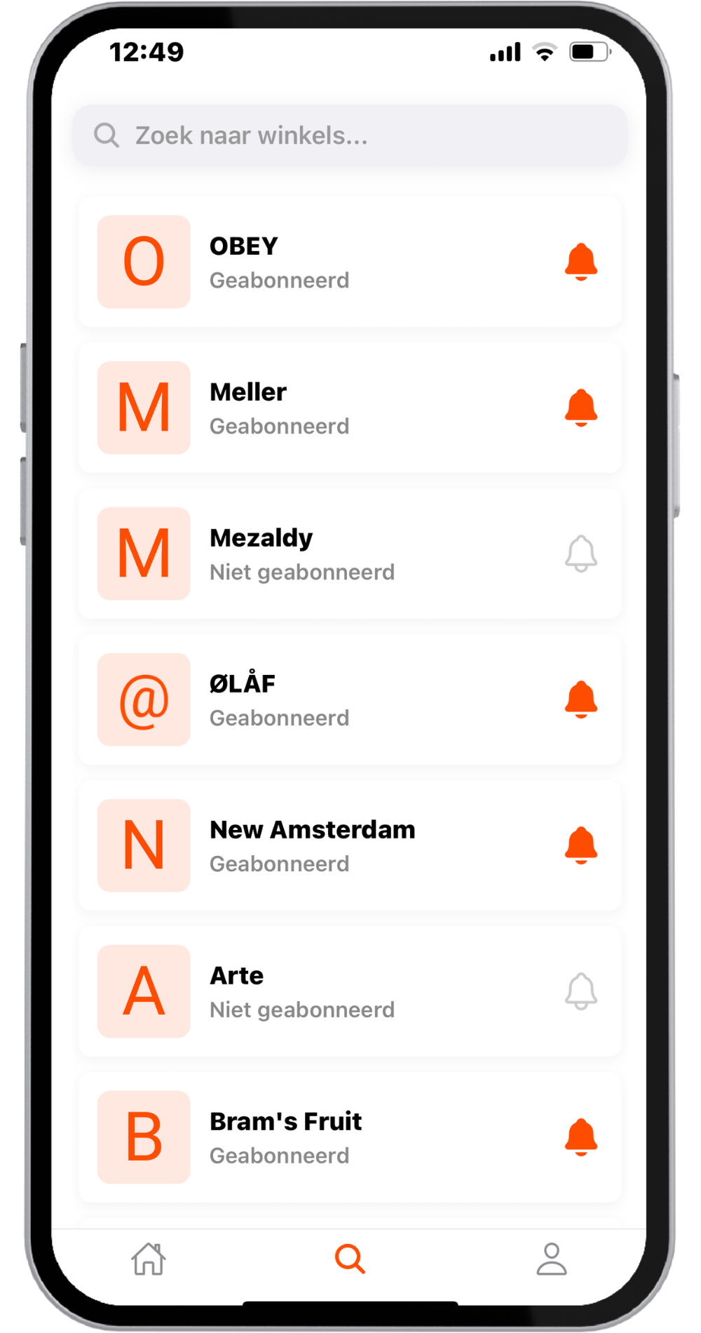 Zoekfunctie in de app