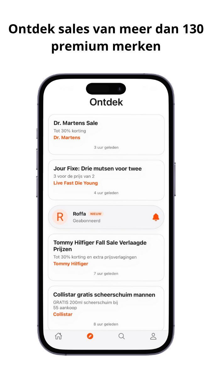 Ontdek sales van meer dan 130 premium merken
